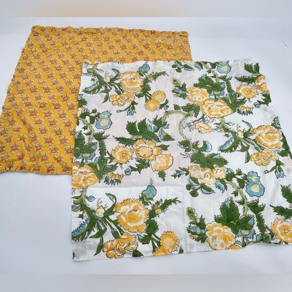 Set Of 2 Pottery Barn Napkins Cotton 20 X 20” Dinner Cloths Floral Yellow - Picture 1 of 4
